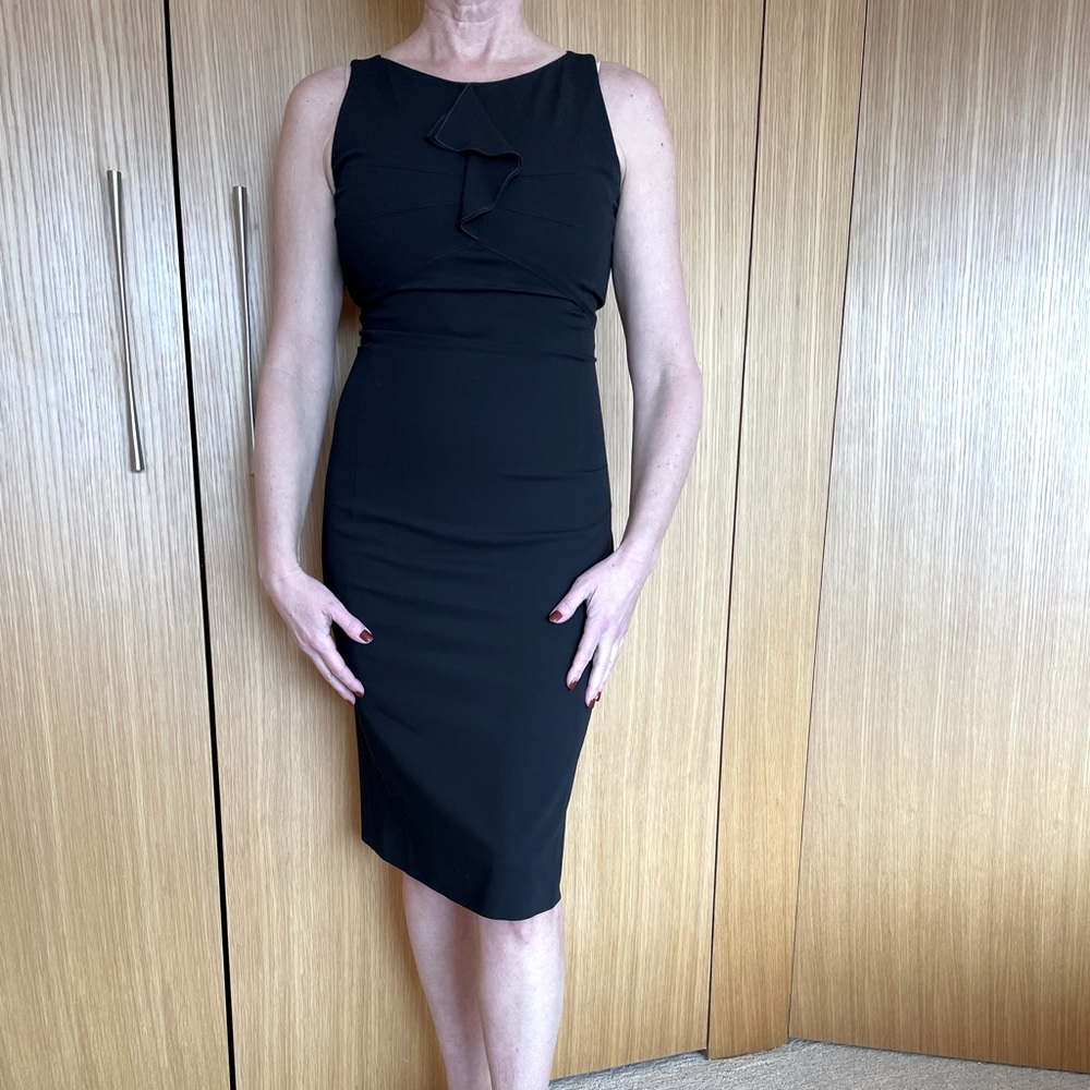 Emporio Armani black ruffle front dress